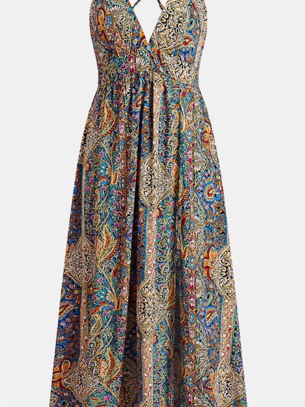 Multi-Color Paisley Boho Maxi Dress - Women's Flowing Summer Dress